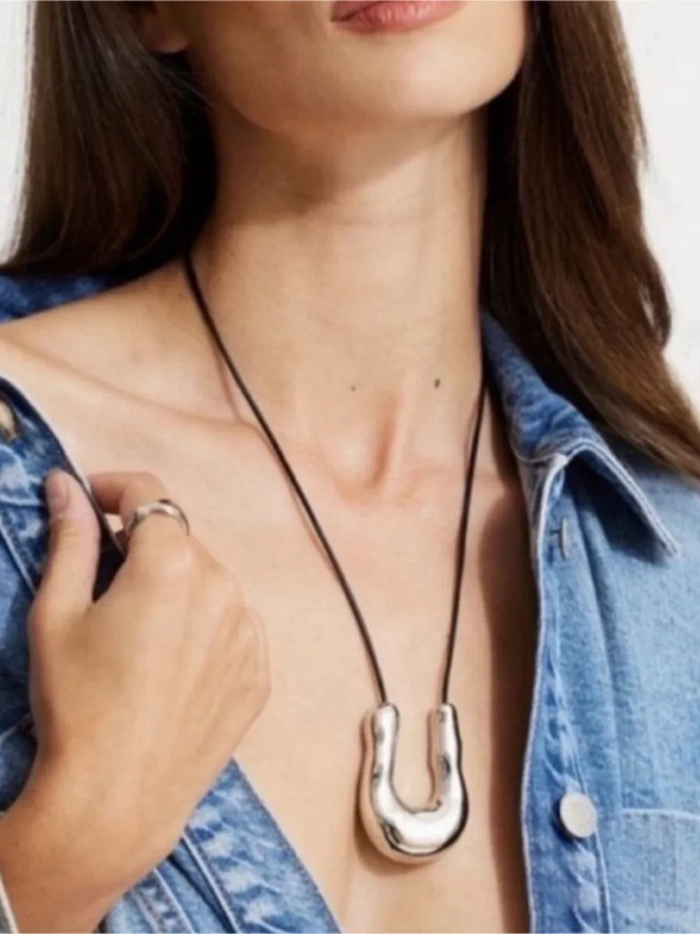 New! Molten Silver Cord Necklace (2013) NWOT